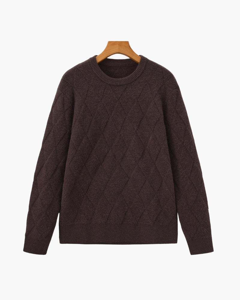 Diamond Knit Crewneck Sweater - Old Money